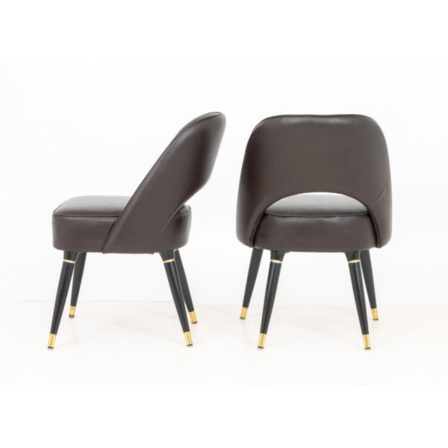Mid-Century Modern Style Leather Chairs, Pair For Sale In New York - Image 6 of 6