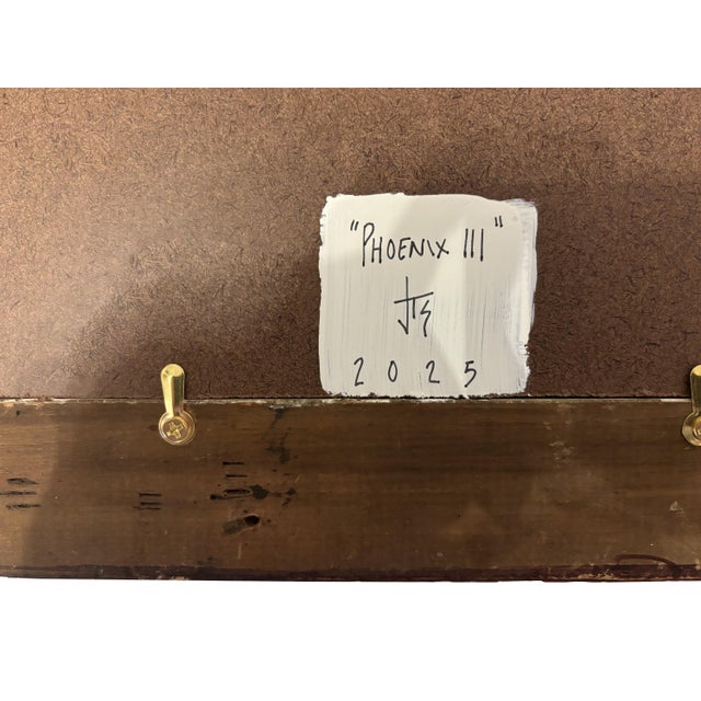 “Phoenix” Brown Abstract Art in Antique Frame, Southwest Wall Art by JTS For Sale - Image 9 of 10