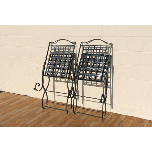 Pair of Hervé Baume French Wrought Iron Folding Patio Chairs | Outdoor Garden Armchairs | France 1970s For Sale - Image 17 of 18