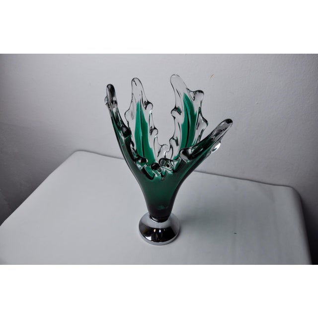 Sommerso Vase in Green Murano Glass attributed to Seguso, Italy, 1970s For Sale - Image 4 of 8