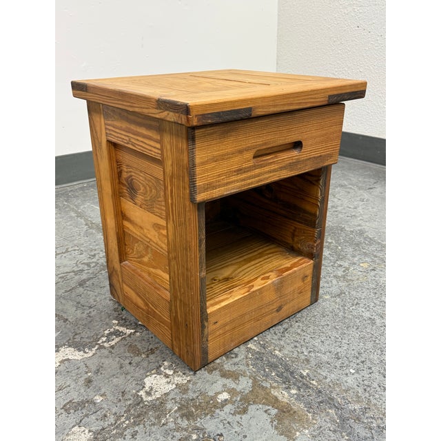 Rustic Rustic Pine Wood Nightstand For Sale - Image 3 of 12