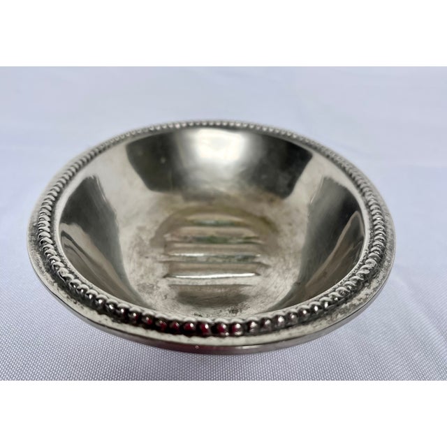 Vintage French Hotel Silver Oval Soap Dish For Sale - Image 4 of 15