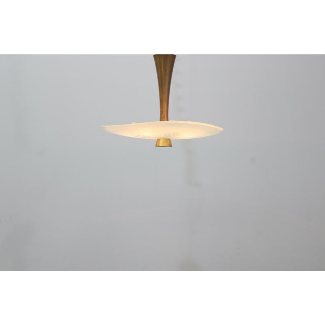 Model 1748 Glass Pendant Light by Max Ingrand for Fontana Arte, 1954, in Flawless conditions. Designed 1950 to 1959 I have...