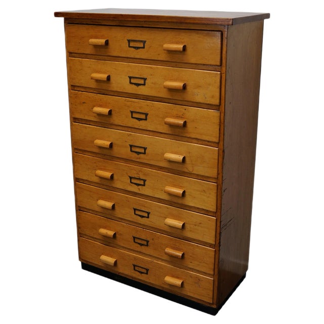 German Beech Industrial Apothecary Cabinet, Mid-20th Century For Sale