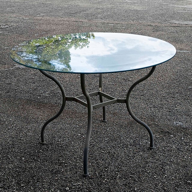 Iron Outdoor Table with Round Glass Top, 1990s For Sale - Image 12 of 18