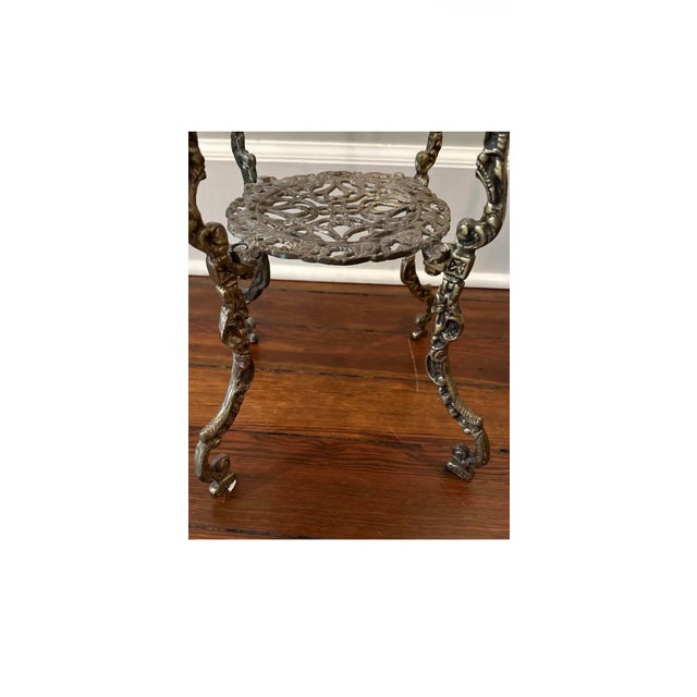 Antique Marble and Brass Side Table For Sale - Image 4 of 5