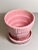 McCoy Pottery 1940s - 1960s "Pink" Mid Century Flower Pot And Attached Saucer Bark Basket Weave Design, Small, Pink glaze...
