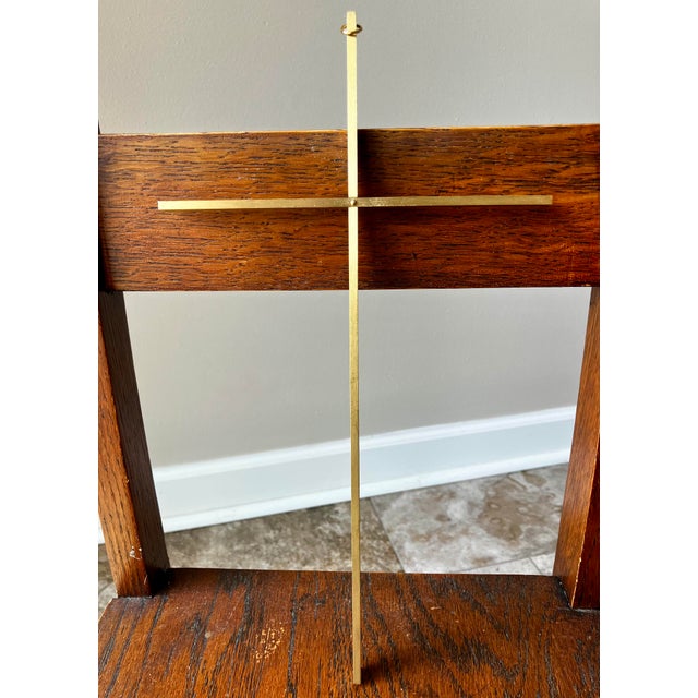 Mid-Century Minimalist Solid Brass Wall Cross For Sale In Milwaukee - Image 6 of 13