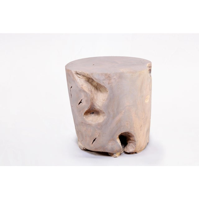 2020s Bleached White Teak Root Accent or Side Table or Stool 37 For Sale - Image 5 of 5