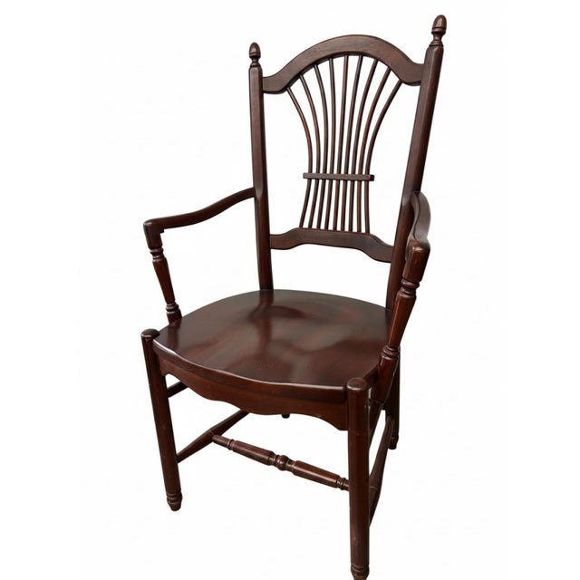 American Pair of Tom Seely Solid Cherry Dining Armchairs For Sale - Image 3 of 12