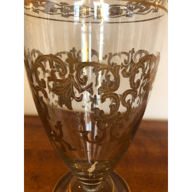 Victorian Vintage Gold Leaf Decorated Glass Vase For Sale - Image 3 of 9