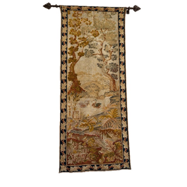English Antique English Needlepoint Landscape Tapestry Runner, Circa 1920 For Sale - Image 3 of 9