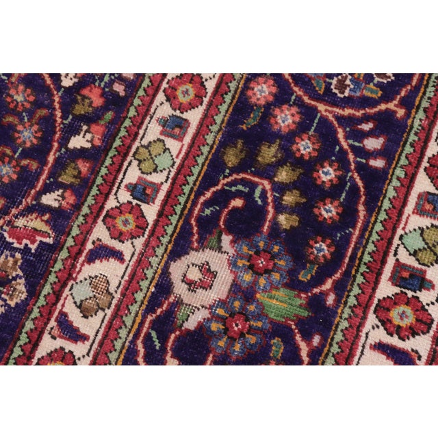 Shabby Chic Persian Kashan Blue/Beige Wool Rug - 8'3'' X 11'2'' For Sale In New York - Image 6 of 10