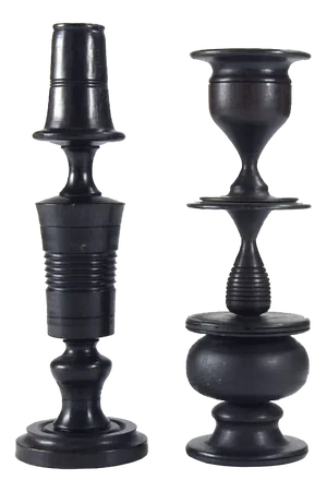 Mid-Century Ebony Rosewood Candleholders, Set of 2