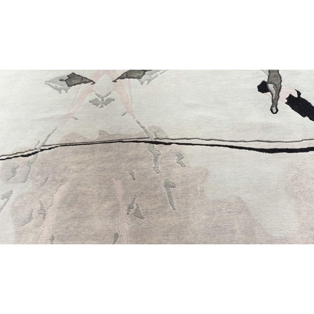 Handmade grey, ivory, pink splatter rug by Eskayel for Doris Leslie Blau. Size: 9'0" x 12'2" (274 x 371 cm). A luxurious...