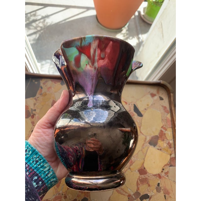 Ceramic Vintage Mid-Century Vallauris French Abstract Ceramic Drip Glaze Vase For Sale - Image 7 of 7