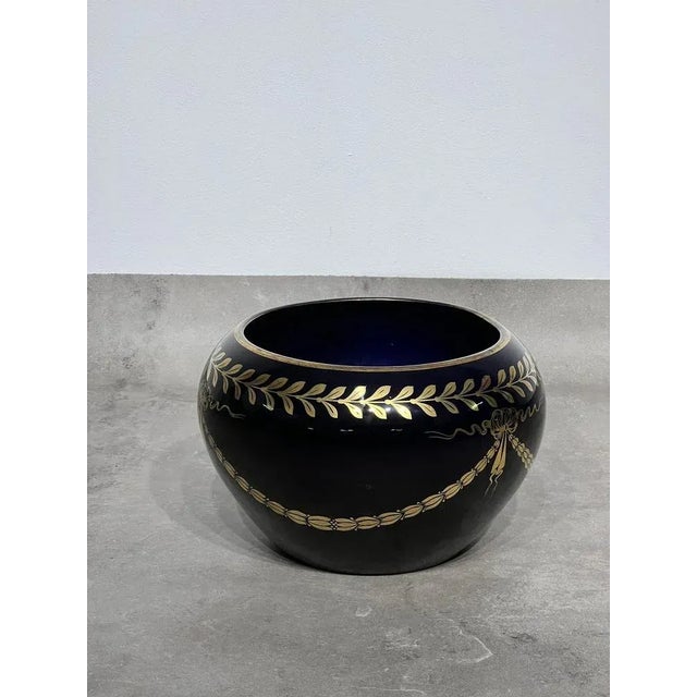 Cachepot Vase with Gold Details, 1950s For Sale - Image 5 of 5