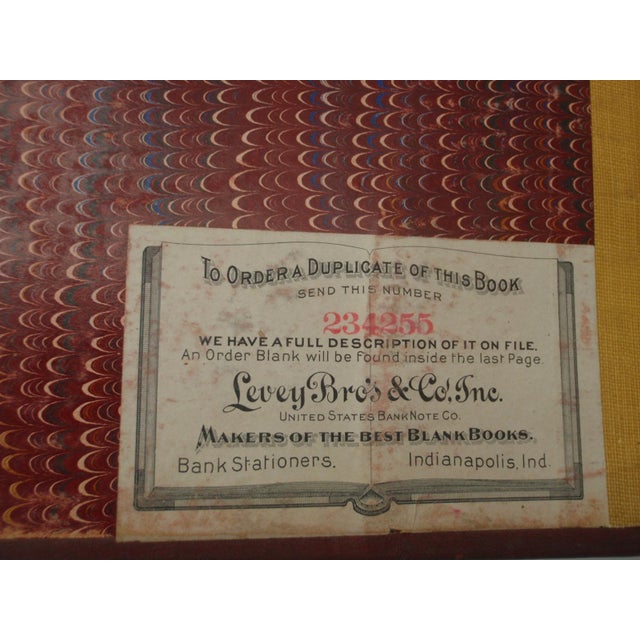 Burgundy Antique Extra Large Leather General Bank Ledger Farmville Nc 1909 For Sale - Image 8 of 16