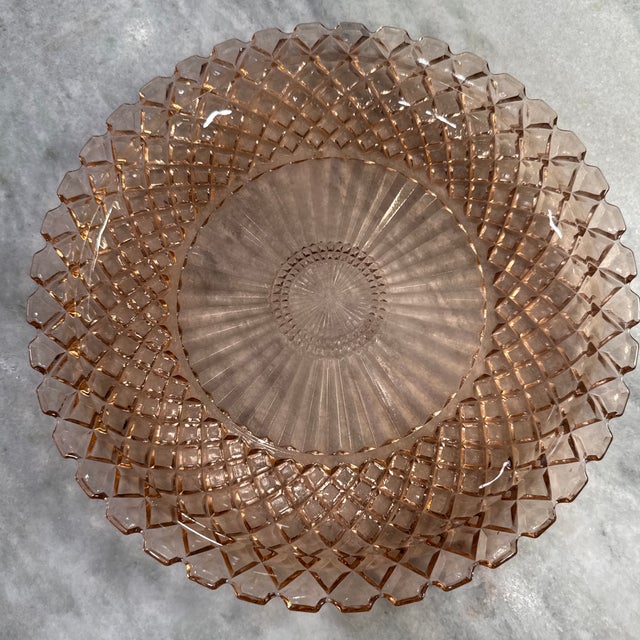 Art Deco 1930s Anchor Hocking Depression Era Pink Glass Cake Plate For Sale - Image 3 of 5