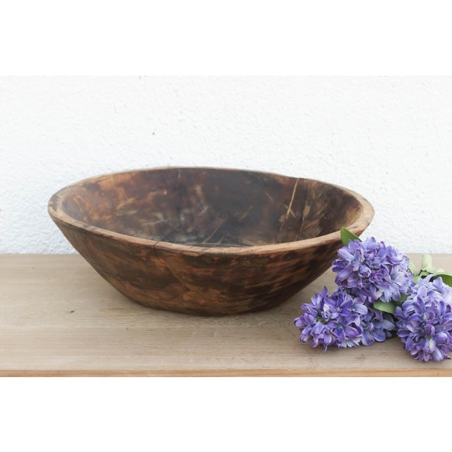 19th Century Antique Hand-Hewn Wooden Dough Bowl For Sale - Image 5 of 5