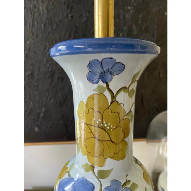 Ceramic 1960s Blue Floral Vee Jackson California Lamp For Sale - Image 7 of 7