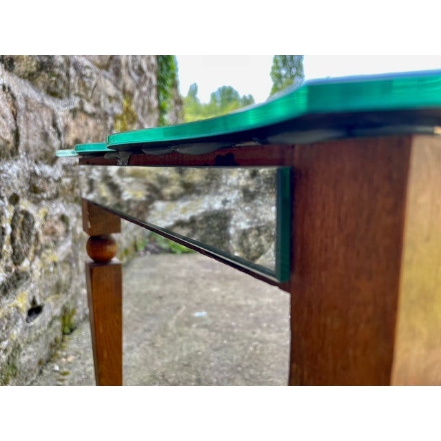 Glass Vintage Mirrored Side Table, 1940 For Sale - Image 7 of 15