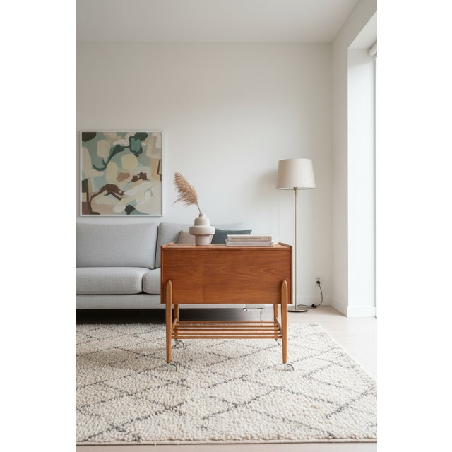 Danish Sewing Cart in Teak with Storage and Insert, 1960s For Sale - Image 4 of 12