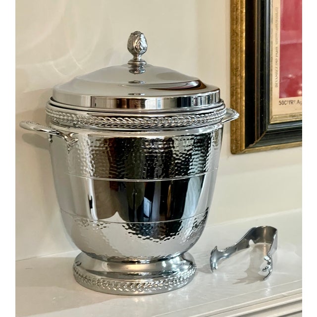 Mid 20th Century Vintage Faber Brothers Hammered Chrome Ice Bucket For Sale - Image 5 of 12