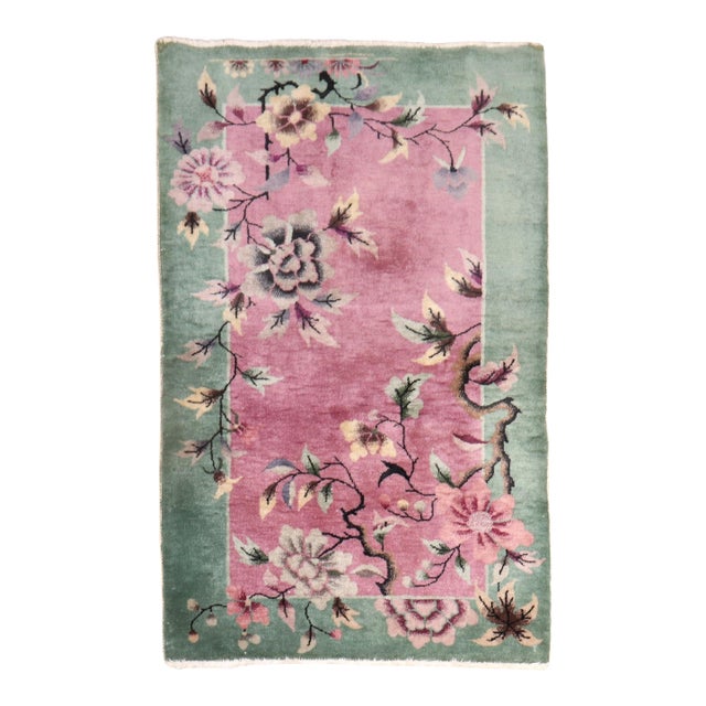 Zabihi Collection Chinese Art Deco Small Rug - 3' x 4'9" For Sale