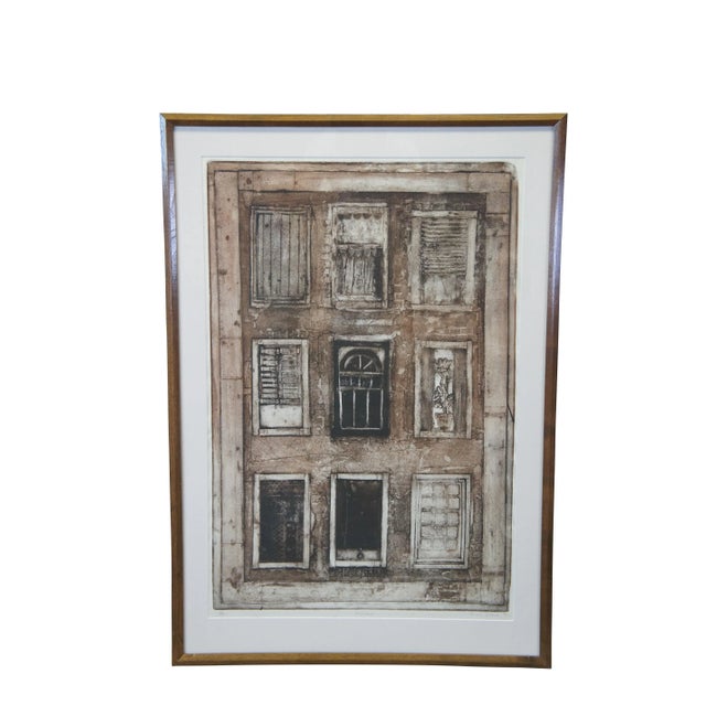 Abstract 1970s Mary Davis Abstract Color Engravings Late Starters Windows Trang 40" - Set of 3 For Sale - Image 3 of 8
