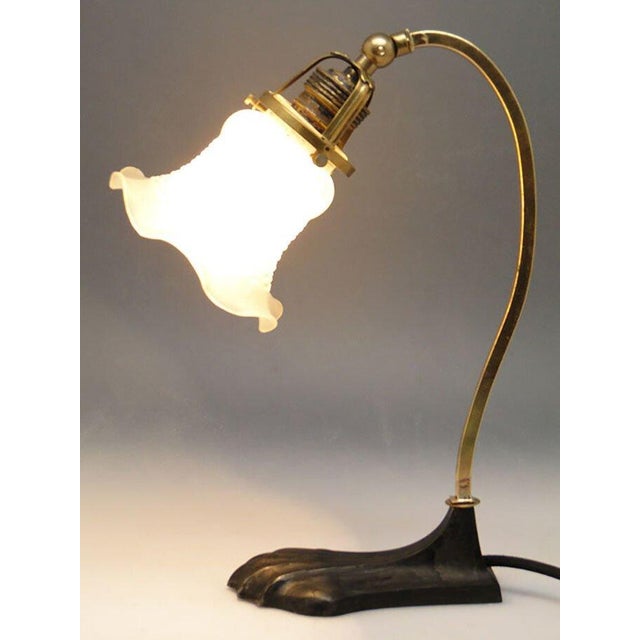 20th Century Art Nouveau Glass and Metal Bedside Lamp, Austria, 1890s For Sale - Image 5 of 10