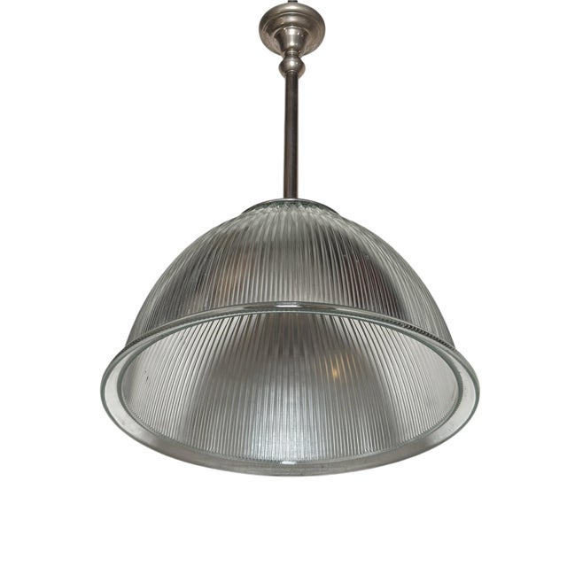 1 of 3 - Large Vintage Industrial Chic Holophane Pendant Light For Sale - Image 4 of 4