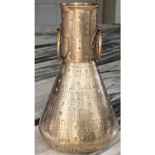 Made in India Mid-Century Modernist Solid Brass Vase, Polished For Sale - Image 4 of 13