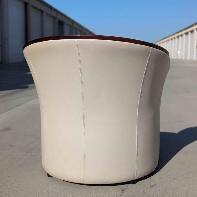 1970s Ekornes Rosewood and Cream Leather Barrel Armchair For Sale - Image 16 of 17