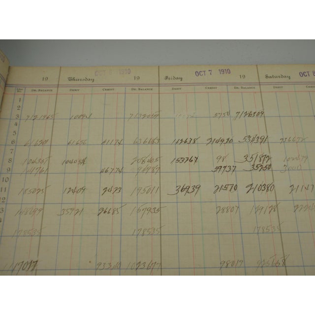 Antique Extra Large Leather General Bank Ledger Farmville Nc 1909 For Sale - Image 10 of 16