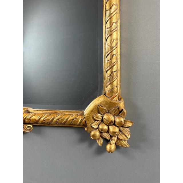 Wood 20th Century Carved and Gilded Wooden Mirror Decorated with Fruit and Flowers For Sale - Image 7 of 9