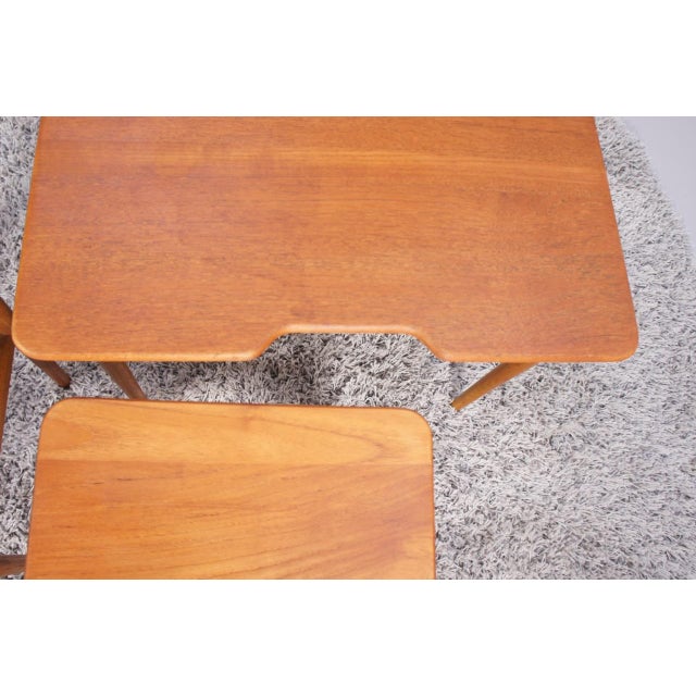 Brown Vintage Danish Nesting Table in Teak by Kurt Østervig for Jason Møbler, 1950s, Set of 3 For Sale - Image 8 of 10
