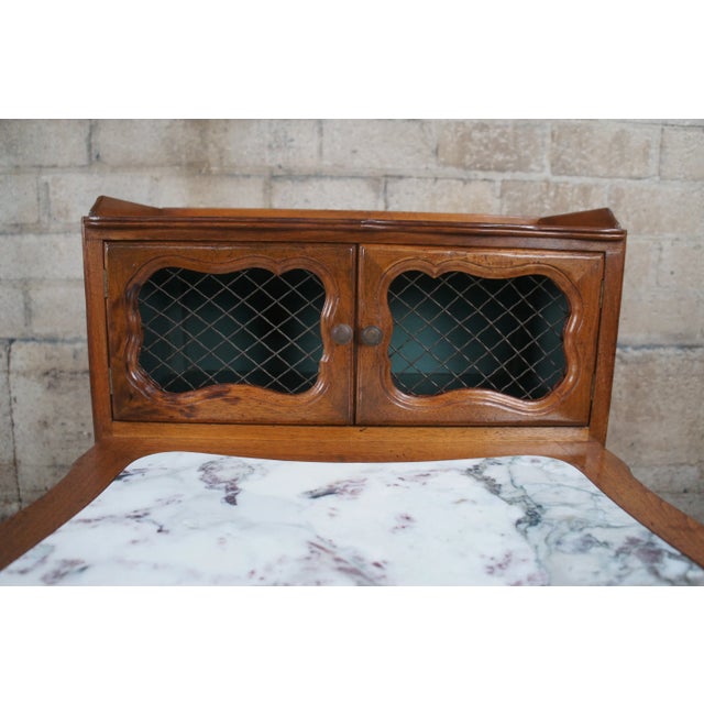 Mid 20th Century Mid Century French Provincial Serpentine Walnut Marble Lattice Tiered Step Table For Sale - Image 9 of 12