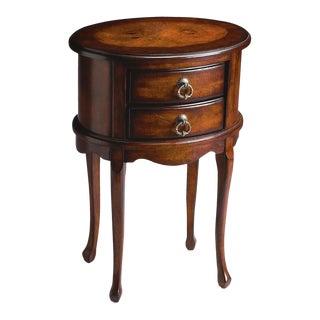 Whitley Oval Side Table, Dark Brown For Sale