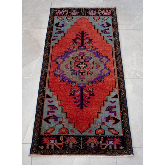 Turkish 1970s Vintage Hand Knotted Small Rug For Sale - Image 3 of 7