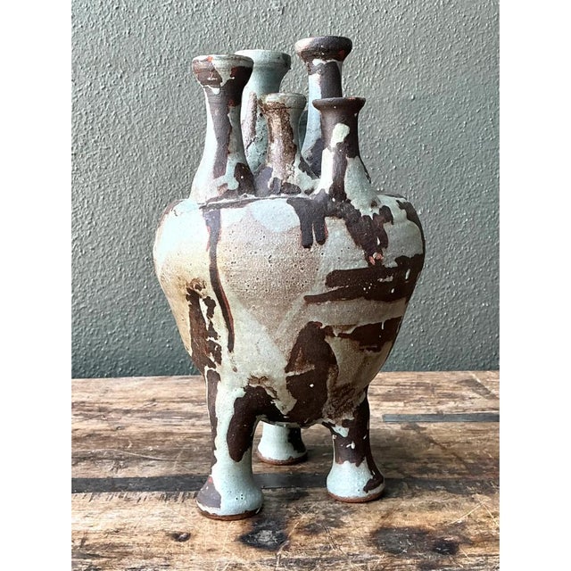 Late 20th Century Vintage Multineck Ceramic Vessel For Sale - Image 5 of 12