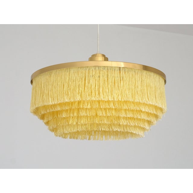 Gold T-603 Fringe Pendant Light in Brass and Silk by Hans-Agne Jakobsson for Hans-Agne Jakobsson AB Markaryd, Sweden, 1960s For Sale - Image 8 of 13