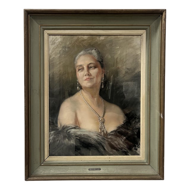 Yves Diey, Woman with Bare Shoulders, Bust Portrait, 1920s, Watercolor For Sale