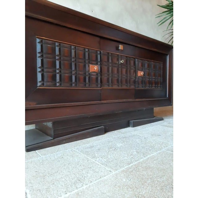 Wood Sideboard attributed to Charles Dudouyt in Dark Oak, 1940s For Sale - Image 7 of 10