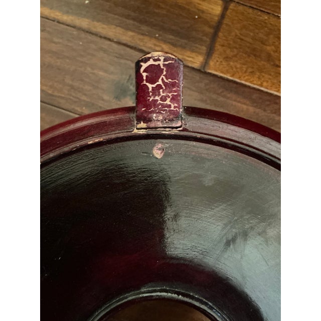 Mid 20th Century Large Hand‑Painted Asian Motif Fishbowl Table With Glass Top & Wood Stand For Sale - Image 4 of 12