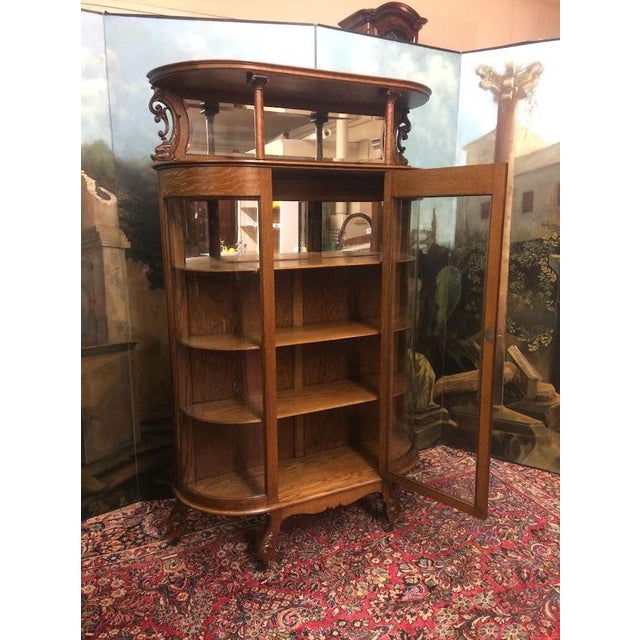 Antique Oak Bowfront China Cabinet, Bowfront Cabinet For Sale - Image 14 of 17