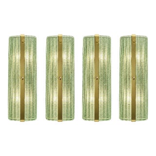 Contemporary Rectangular Murano Glass Wall Sconces With Chrome Finish – Set of Four For Sale