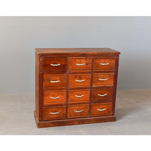 Art Nouveau Ironmongers Drawers Circa 1910 - Solid Pine and Larch base - 12 drawers - Solid Larch top - Decorative...