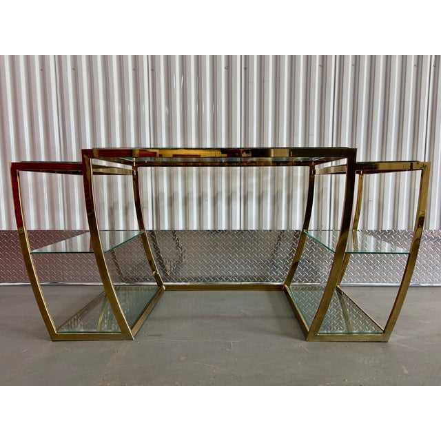 Hollywood Regency Brass Vanity / Desk in the Milo Baughman Style. Circa 1970s For Sale - Image 18 of 18