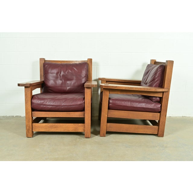 Stickley Mission Oak Arts & Crafts Eastwood Lounge Chairs With Ottoman For Sale - Image 10 of 14